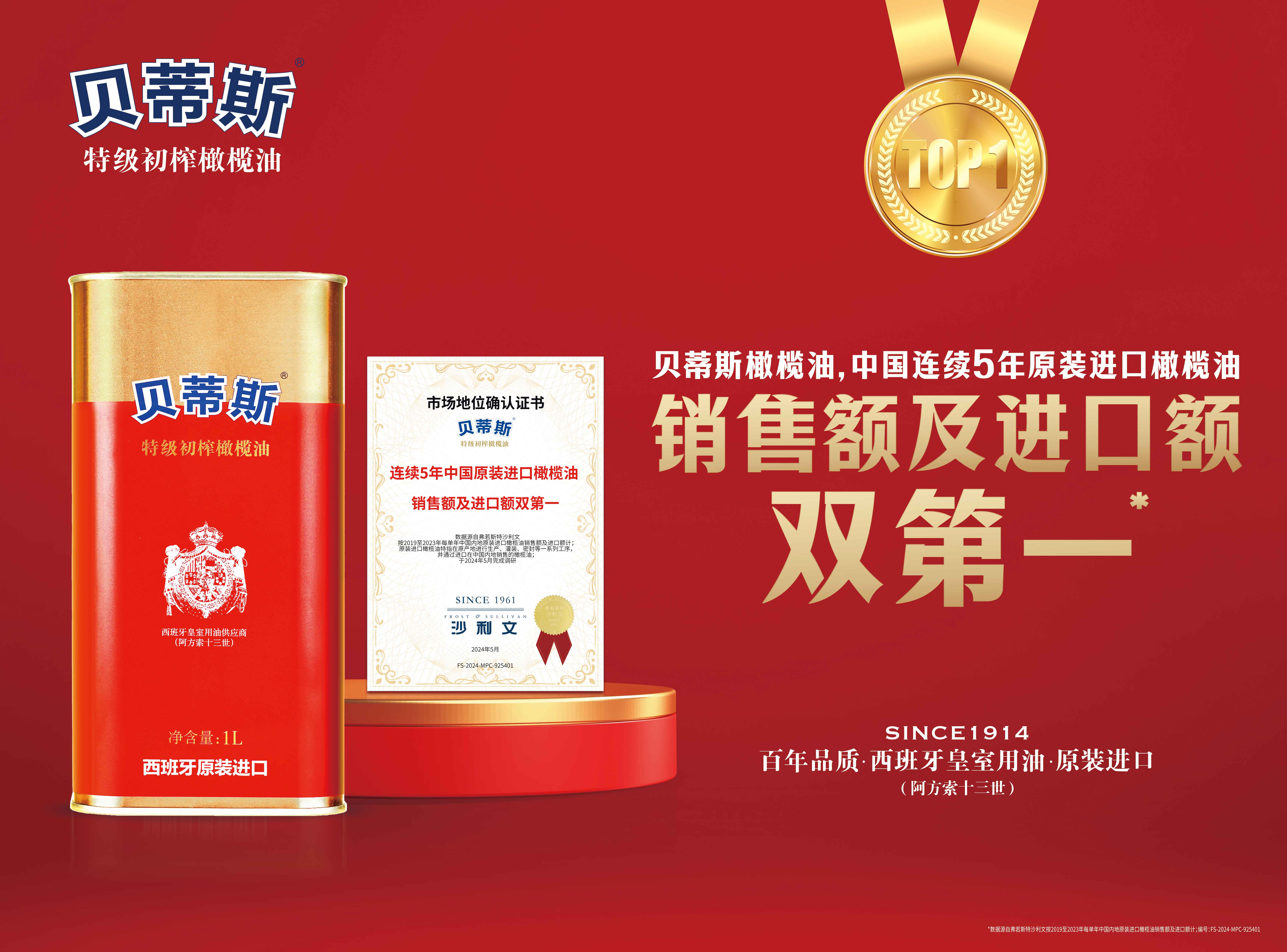 贝蒂斯橄榄油 天然健康高端食用油 斩获双领先